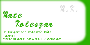 mate koleszar business card