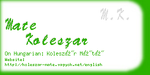 mate koleszar business card